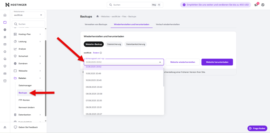 Webspace Backups